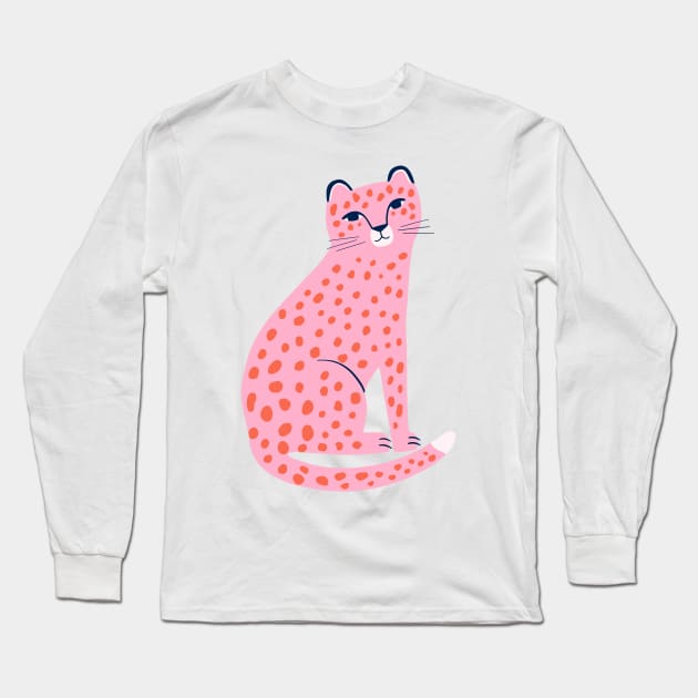 Pink Cheetah Long Sleeve T-Shirt by Sam Pernoski